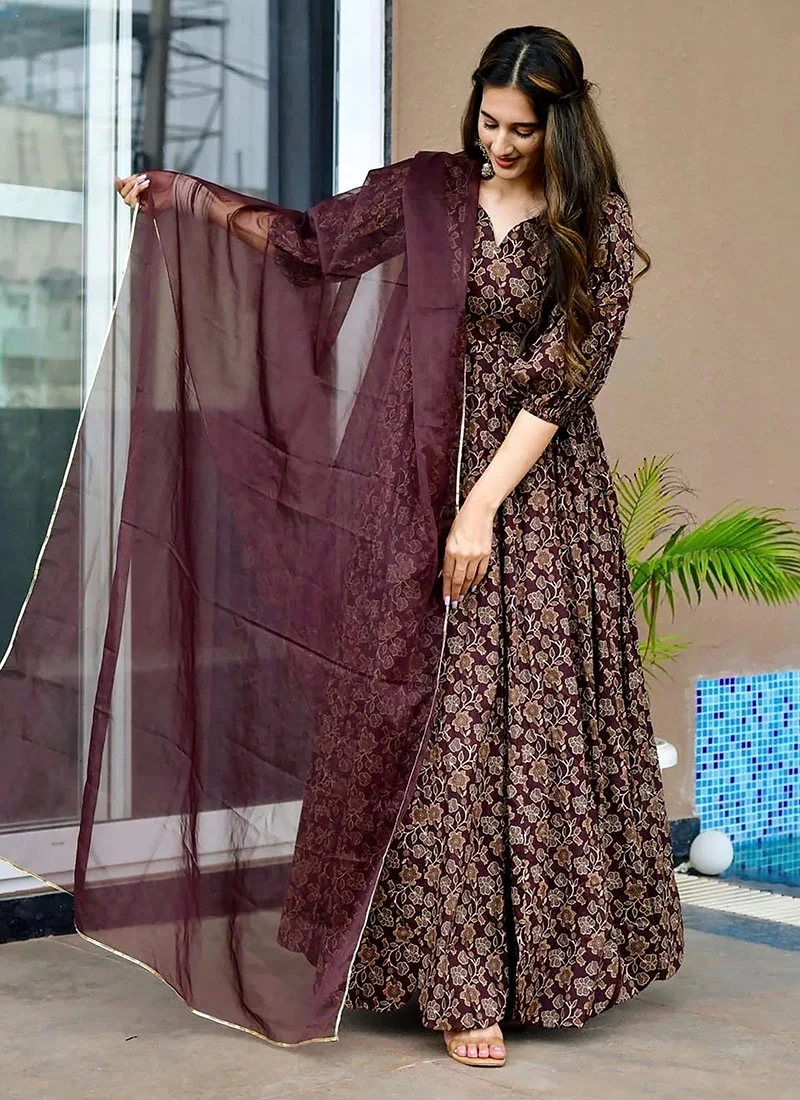 Lavender faux georgette zari embroidered